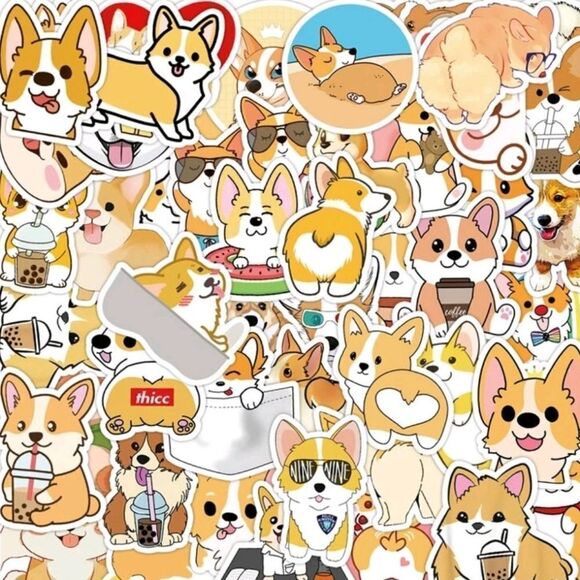 Cartoon Corgi Dog Stickers - Picture 1 of 3